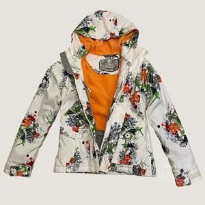 Rare Powder Room Women’s Snowboard Jacket S | Y2K Graffiti Waterproof Streetwear